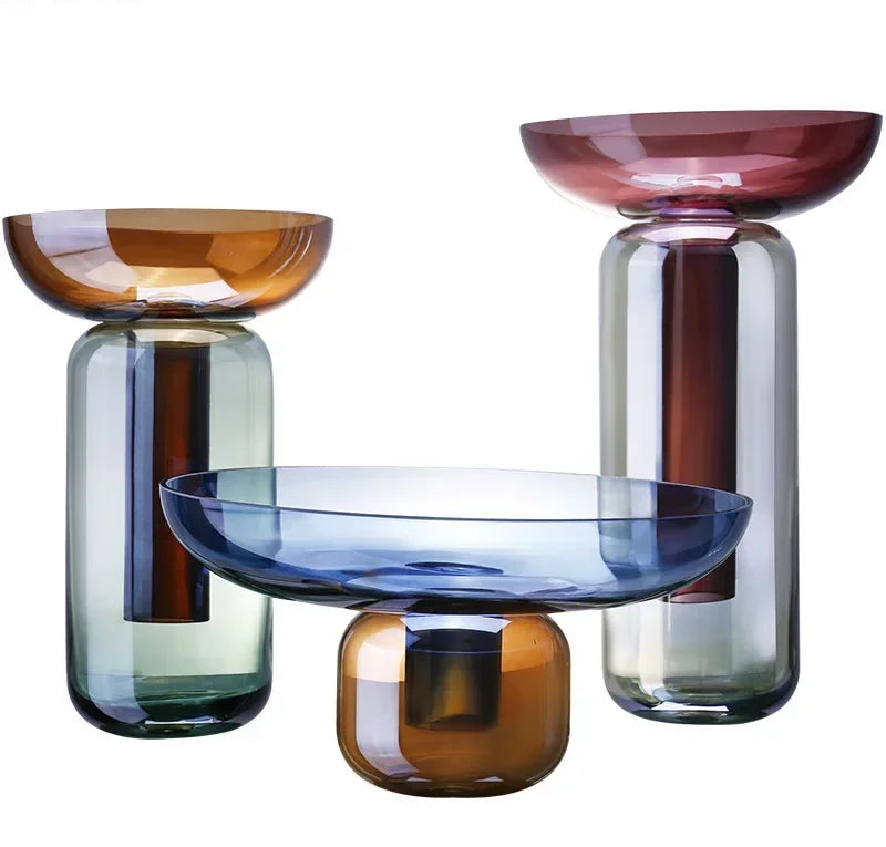 Set of colorful glass bowls on a white background with 'ZIZI Fish' branding.