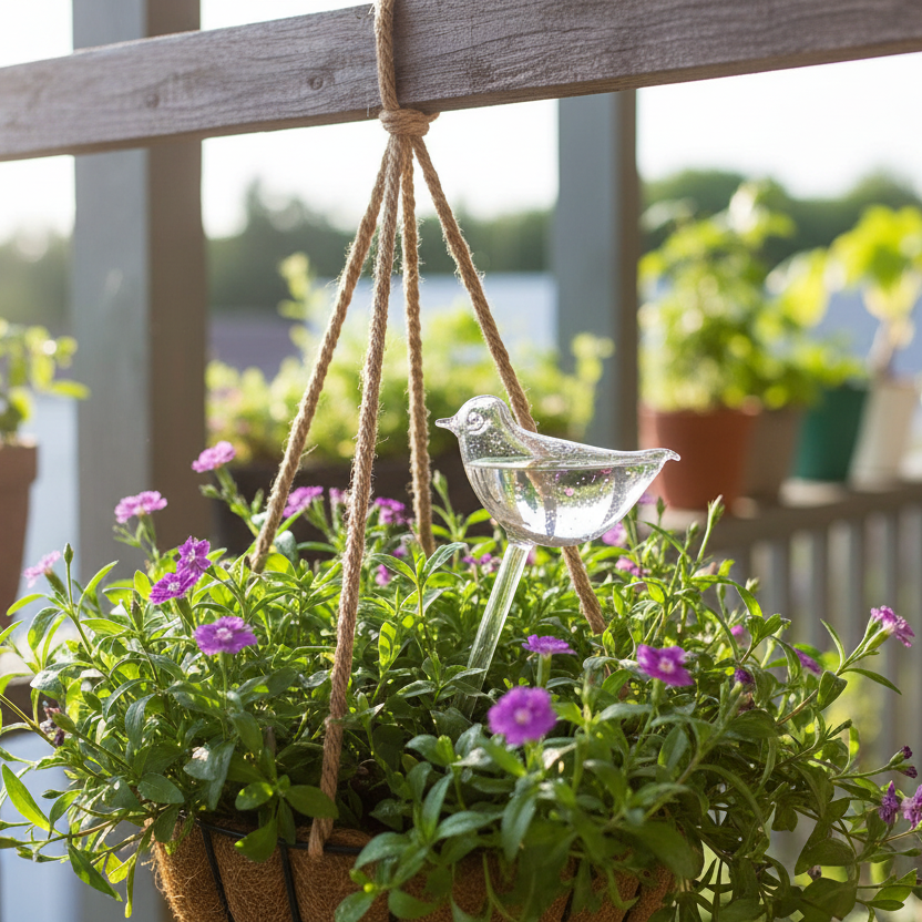 Little Bird in Hanging Plant